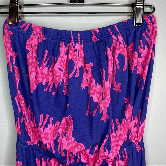 Lilly Pulitzer Iris Blue Windsor Dress Neck in Neck Giraffe XS - Picture 4 of 10